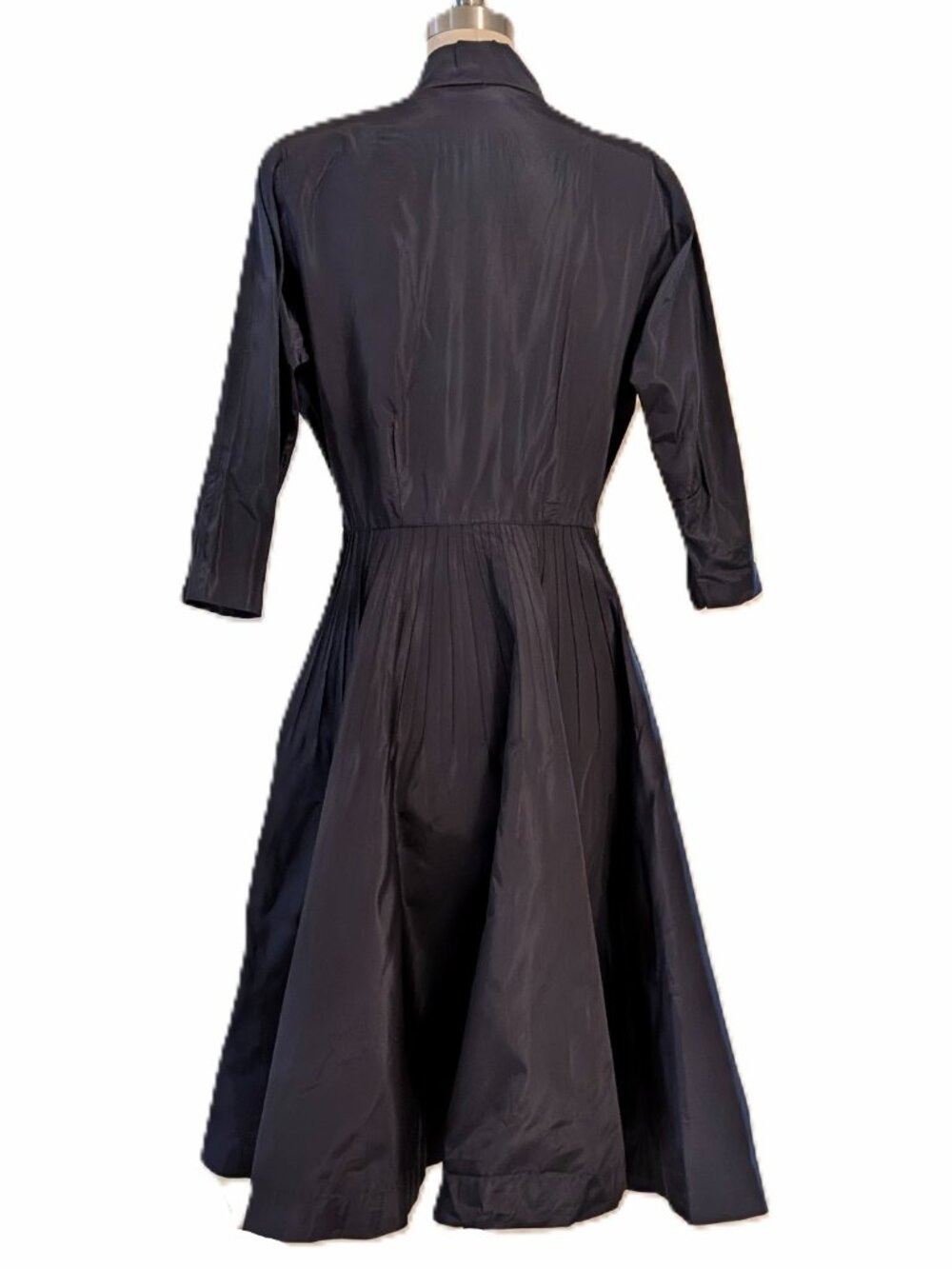 Vintage 1950's Black Taffeta "New Look" Dress SZ M/L - Picture 3 of 6